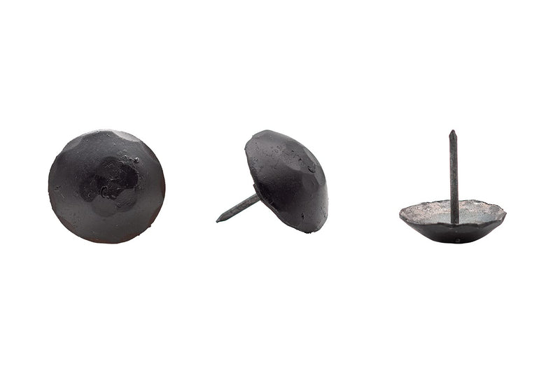 Rustic Clavos - 25-Pack Decorative Nail Heads Bolts Hand Forged Hammered Iron Nails - Matte Black Finish Door Clavos Round Furniture Tacks for Gates, Barn Doors, Cabinets, Shutters (1 Inch, Black) 1 Inch