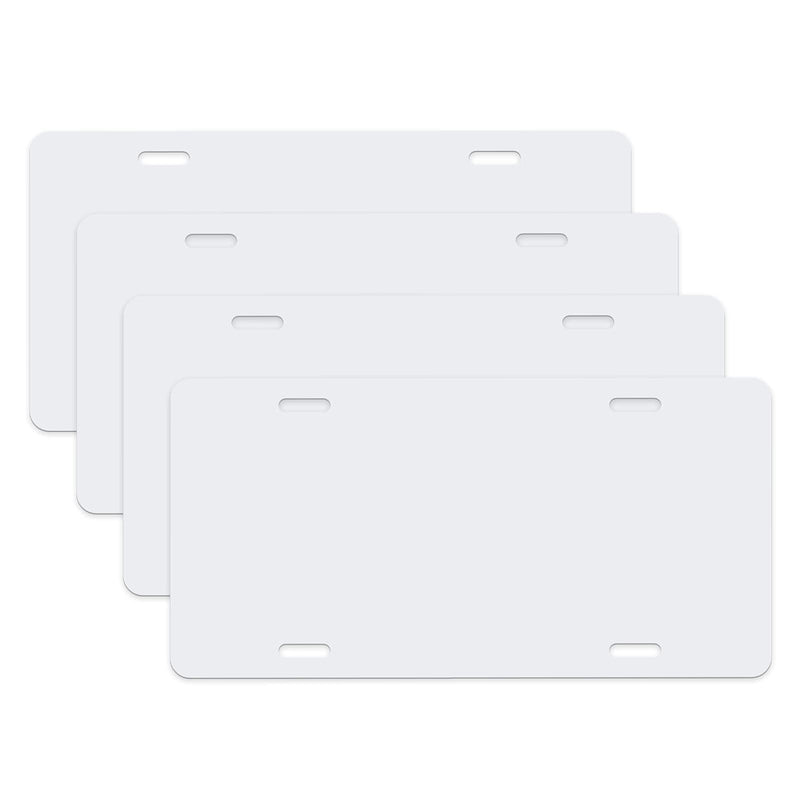 4PCS Blank Metal Automotive License Plate Plates Tag for Custom Design Work (White) White-4pcs