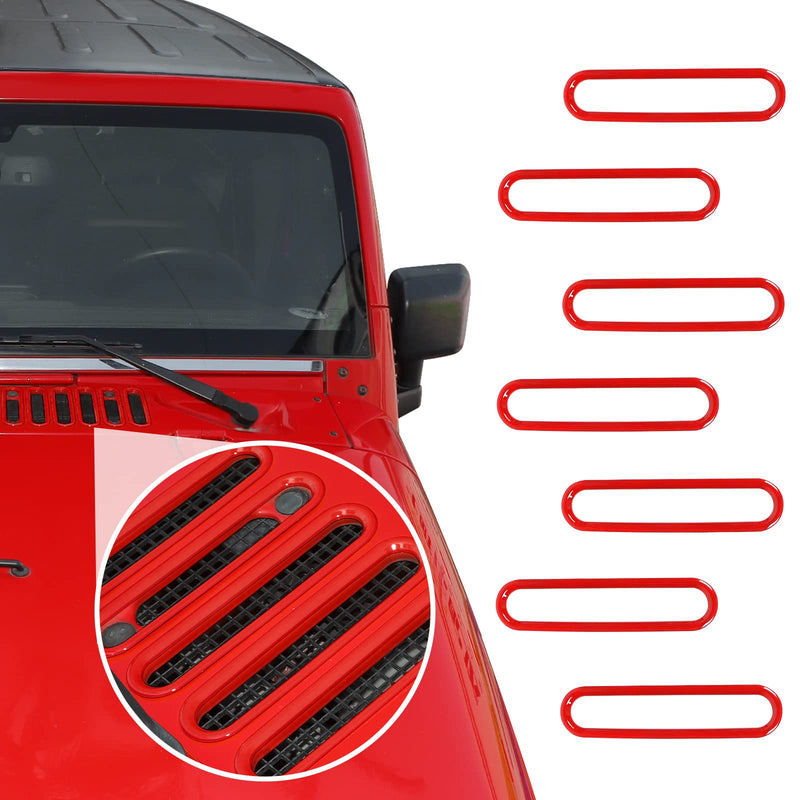 Hood Vent Cover Cowl Panel Vent Cover Trim, ABS Exterior Accessories Compatible with 2007-2018 Jeep Wrangler JK JKU 2/4-Door(Red) Red