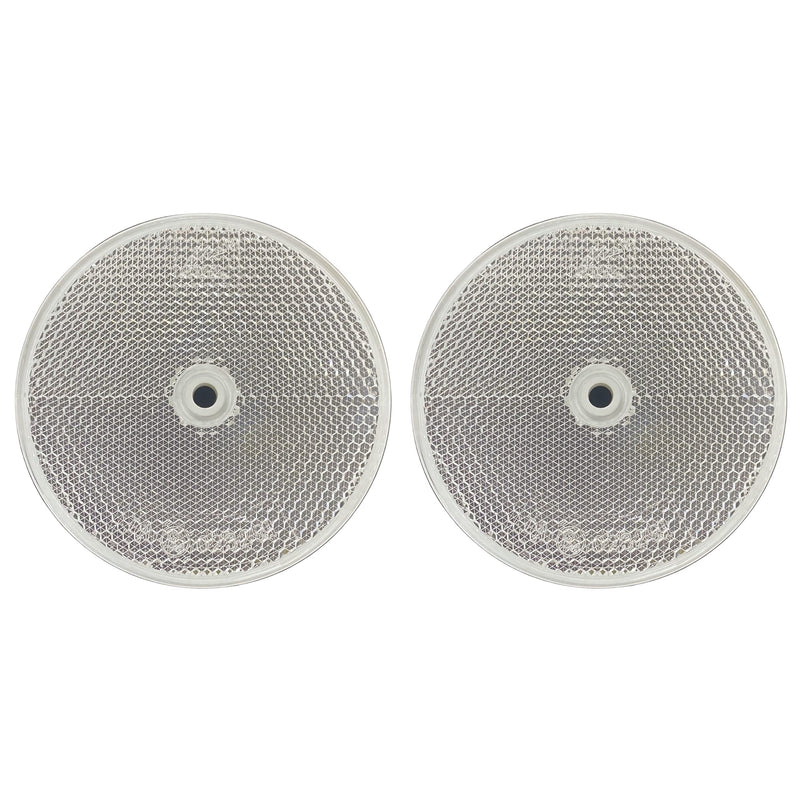 Class A 3-3/16" Round Reflector with Center Mounting Hole - 2 Pack for Trailers, Trucks, Automobiles, Mail Boxes, Boats, SUV's, RV's, Industrial Applications (White, 2) White