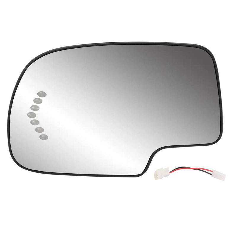 Driver Side Heated Mirror Glass Replacement for 2003-2007 Cadillac Escalade, Chevrolet Avalanche, Silverado, Suburban, Tahoe, GMC Sierra, Yukon - Exterior Side View Convex Mirror with Turn Signal Driver Side (Left)