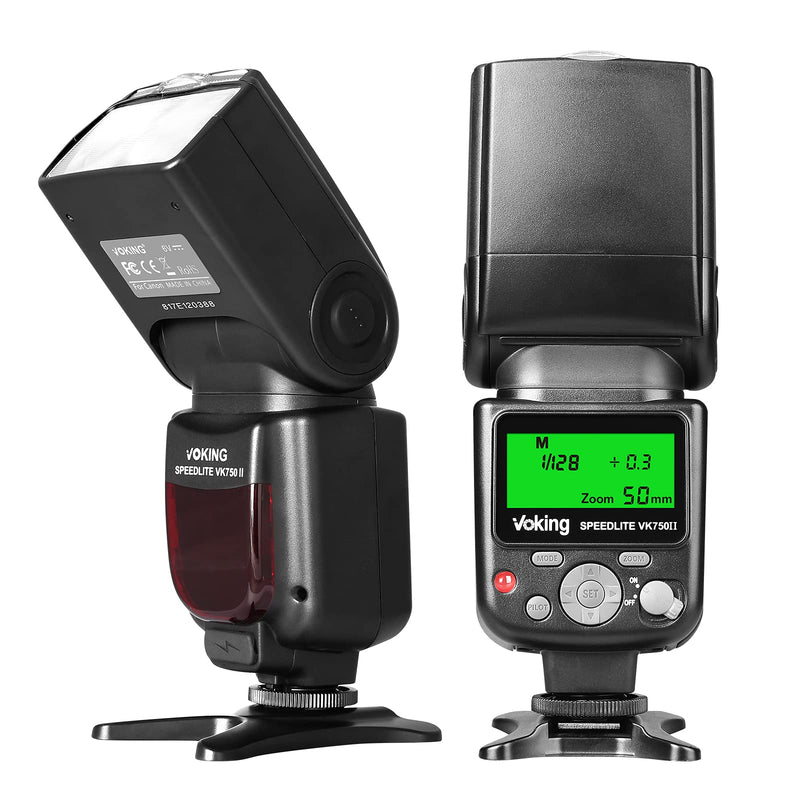 VK750II TTL Flash Speedlite with LCD Screen for Canon DSLR Camera | Front and rear curtains Sync, Work with EOS 60D 70D 77D 80D Rebel T7i T6i T6s T6 T5i T5 T4i T3i and Other DSLR Cameras