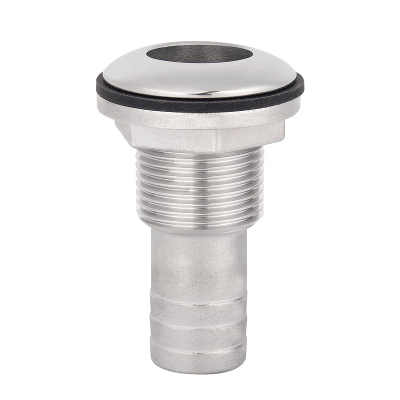 316 Stainless Steel Boat Thru-Hull Fitting with Hose Barb for 1" I.D. Hose, Through Hull Drain Fitting for Marine Bilge Scupper Water Drain Applications