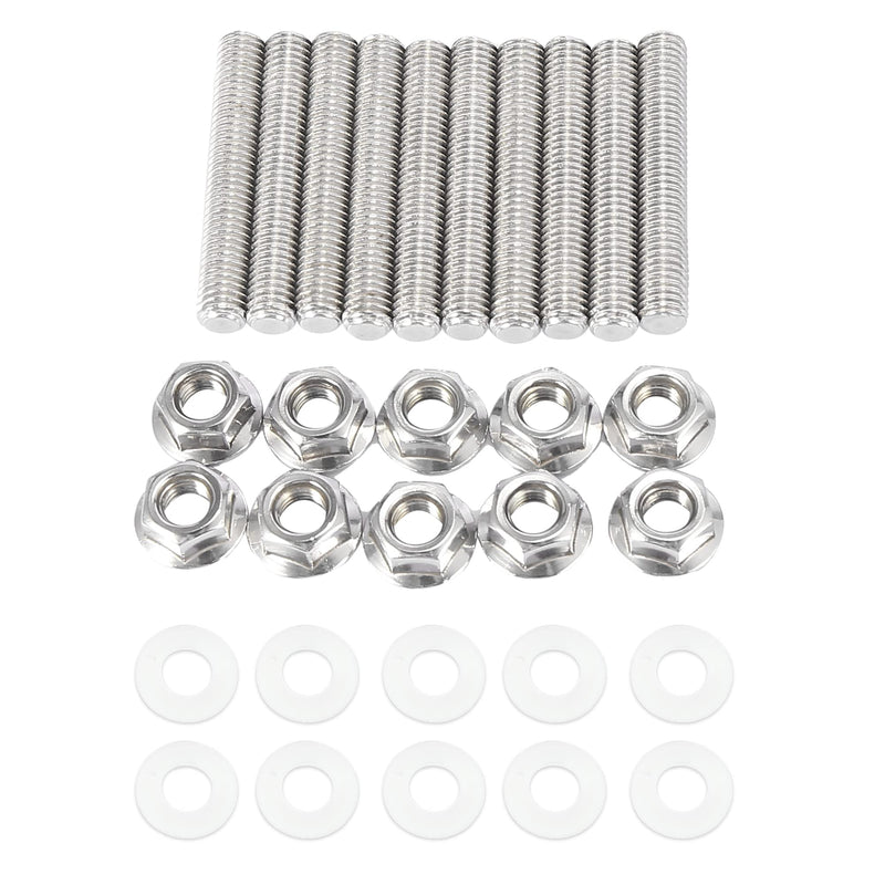 X AUTOHAUX 10pcs Stainless Steel Exhaust Manifold Bolt Stud Hardware for Honda for Acura B C D F H K Series Engines
