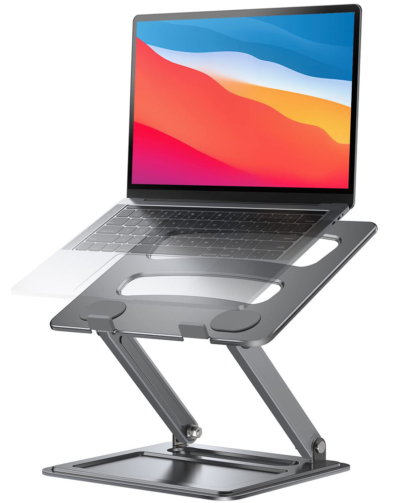 LORYERGO Adjustable Laptop Stand, Portable for 17.3inch Laptops, Holds Up to 17.6lbs, Ergonomic Posture & Heat Dissipation - Gray Grey