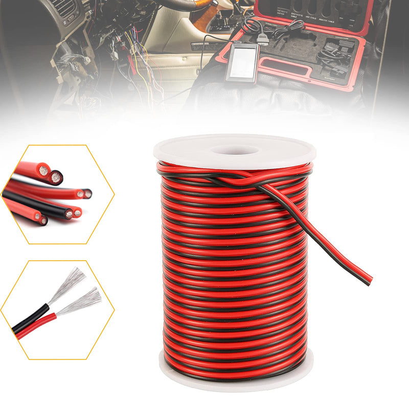 PSEQT Marine Boat LED Lights Wire, 100ft/30M 22AWG 2pin Extension Cable Wires Cord for 3528 5050 5630 Led Strip Light for Pontoon Boat Kayak Stern Anchor Courtesy Navigation Bow Red Black Wire with 22AWG