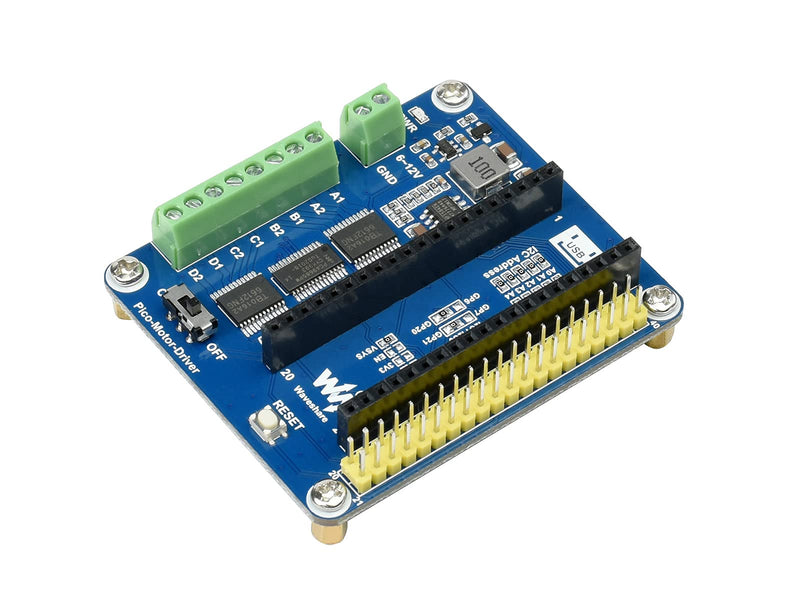 Waveshare DC Motor Driver Module for Raspberry Pi Pico Driving Up to 4X DC Motors Suitable for 2WD or 4WD Driving