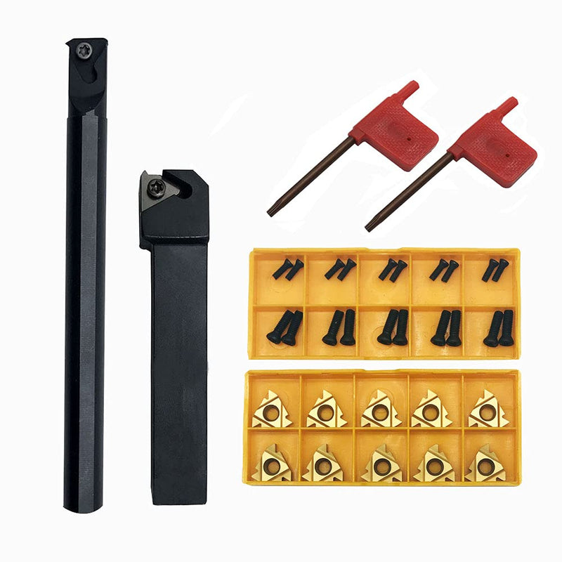 1/2" 5/8" Boring Bar SNR0013M16+SER1616H16 Lathe Internal Threading Inserts Turning Tool Holder with 5pcs 16ER AG60+5pcs 16IR AG60 Carbide Turning Inserts External/Internal Threading Inserts