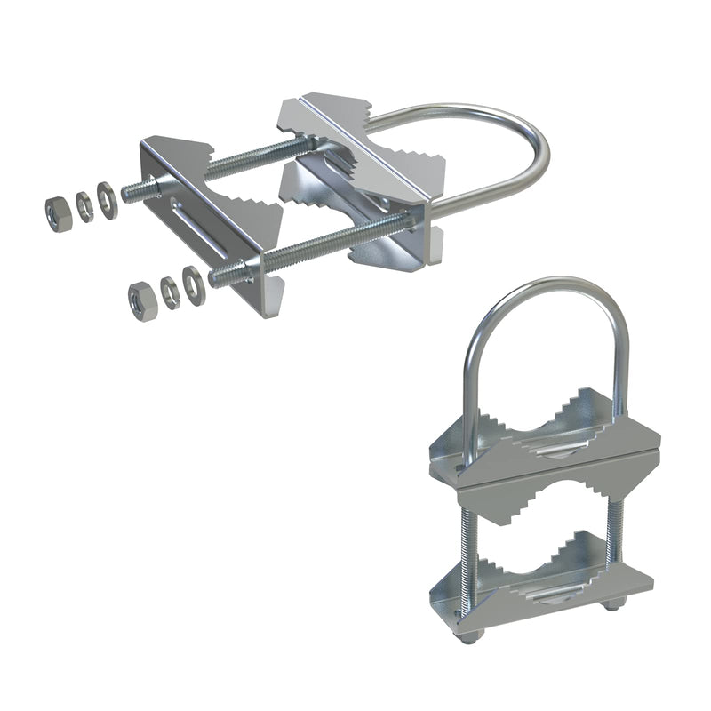 2 PCS Stainless Steel Antenna Mount Clamp U-Bolt Mounting Hardware Antenna Mast Clamp V Jaw Bracket Accessories for TV CB Ham Outside Home Antenna Double Pipe-Mounting