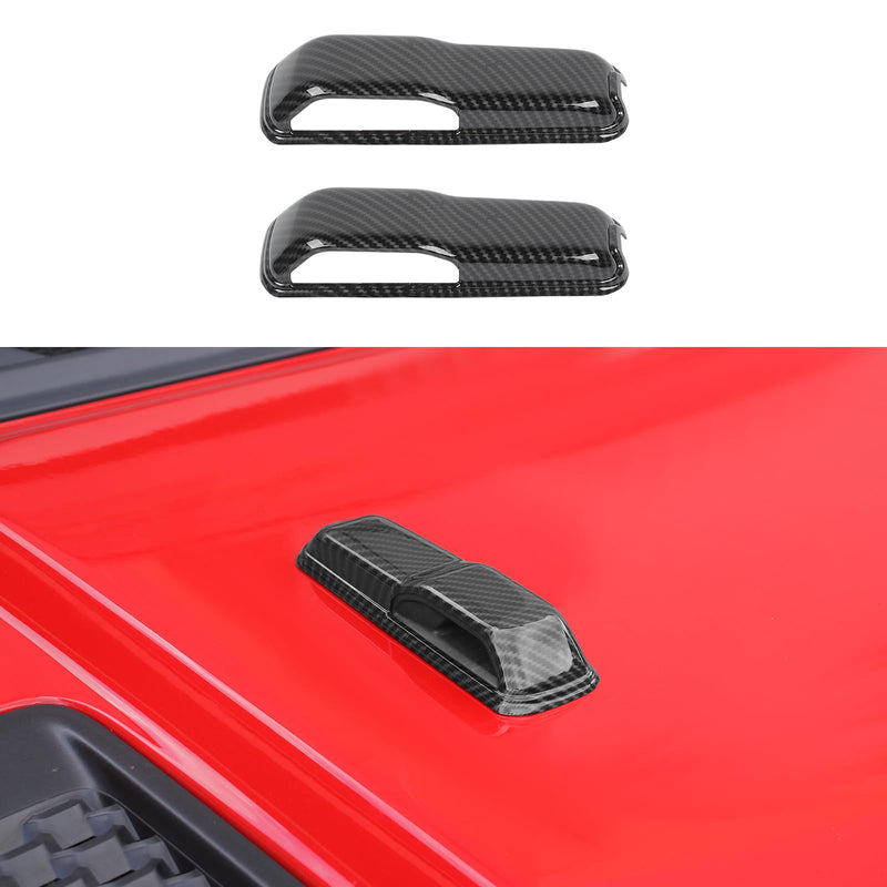 CheroCar JL JT Engine Hood Hinge Cover Decoration Cover Stickers Exterior Accessories for Jeep Wrangler JL 2018-2025+, for 2020-2025+Jeep Gladiator JT (Carbon Fiber) Carbon Fiber