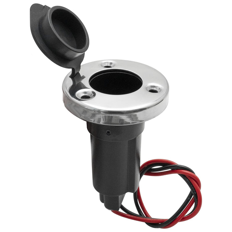 Young Marine Made 2-Pin Stern Light Socket Plug-in Pole Base (Stainless Steel Base)