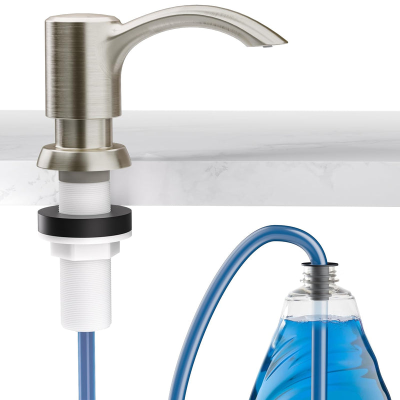 SAMODRA Built-in Kitchen Sink Soap Dispenser with Extension Tube Kit - Brushed Nickel Finish, Leak-Proof Design, No Top Refill Required (39" Tube) 39" Tube