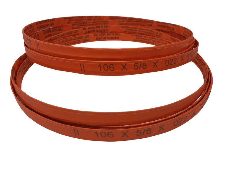 106 x 5/8 x 3TPI - 2 Pack or 4 Pack - Bone in Meat Cutting Bandsaw Blades Cozzini Cutlery Imports - Fits All Bandsaws Using 106" Blades (106" - 2 Pack) 106" - 2 Pack