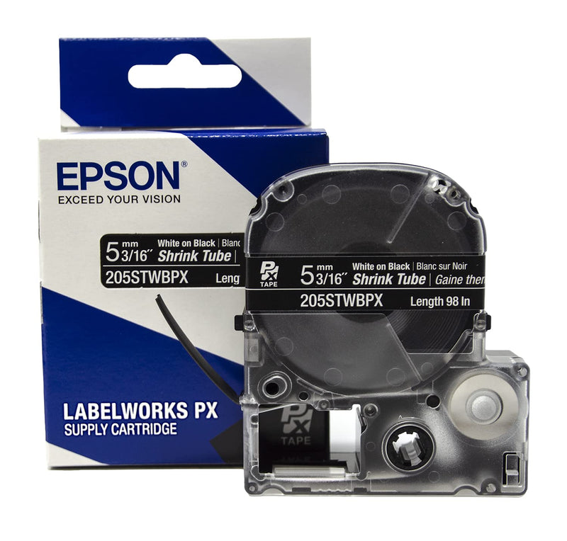 LABELWORKS 205STWBPX Shrink Tube AWG 10-20 White on Black Shrink Tube - 3/16" (5MM) Wide, 96" 5MM