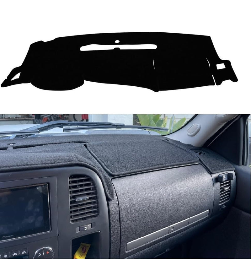 KEDAKEJI Black Dashboard Dash Board Cover Mat Carpet Compatible with 2007-2013 Chevrolet Silverado GMC Sierra