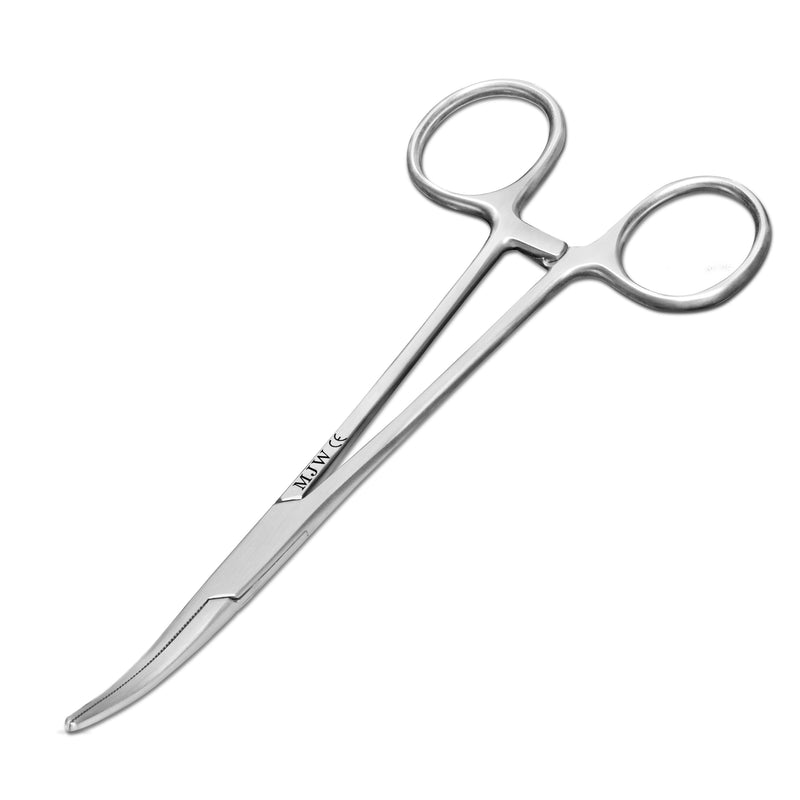 MJW Professional Hemostat Fishing Forceps of Stainless Steel Used as Jewelry, Fly Fishing Forceps and Unhooking Fish Pliers – Pet, Dog Ear Hair Grooming Tweezers (6" Forcep Curved) 6" Forcep Curved