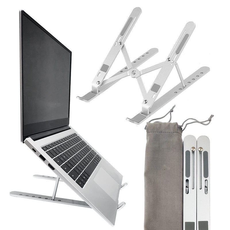 Laptop Stand - Adjustable Ergonomic Aluminum Stand, 7 Angle Anti-Slip, Compatible with 9-15.6 inch Laptops, Silver