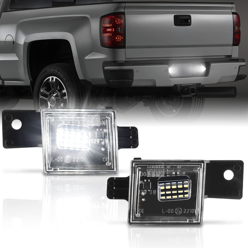 LED License Plate Light Compatible with 2014 2015 2016 2017 2018 2019 2020 2021 2022 Chevy Silverado GMC Sierra 1500 2500HD 3500HD 2015-2021 Colorado Canyon Pickup Truck 6000K, White LED License Plate Light