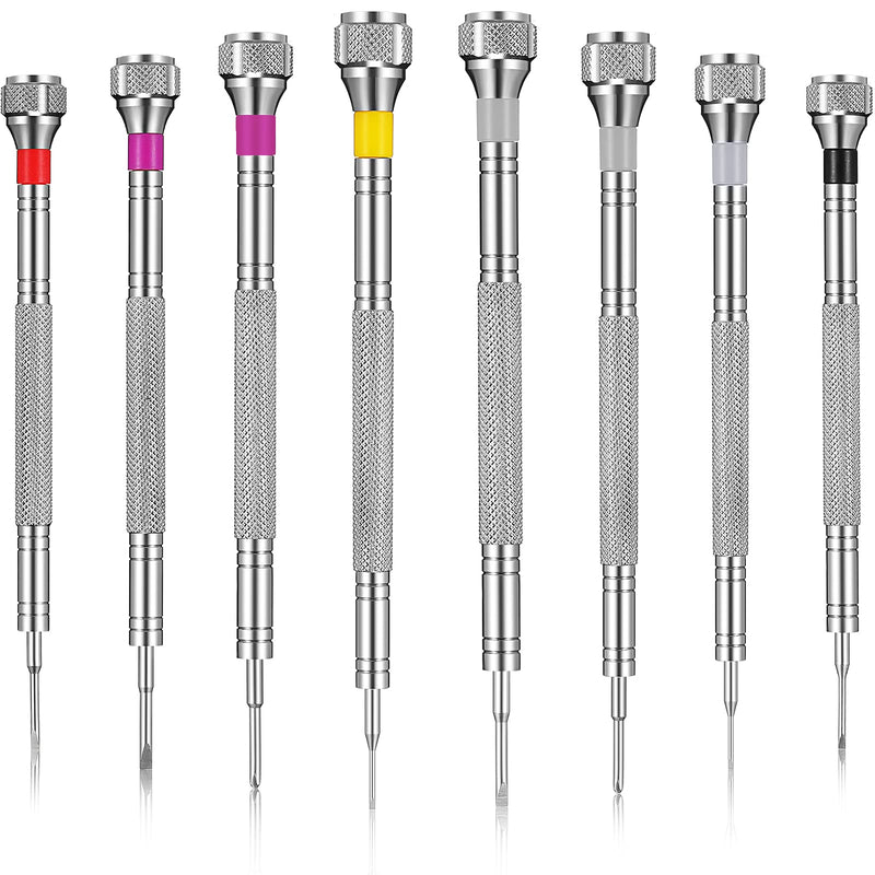 Chumia 8 Pieces Precision Jewelers Screwdriver Set, Micro Watch Repair Screwdriver Set 0.6-1.6 mm for Watch, Eyeglasses, Jewelry Work, Electronics Repair(Flathead, Phillips) Flathead, Phillips