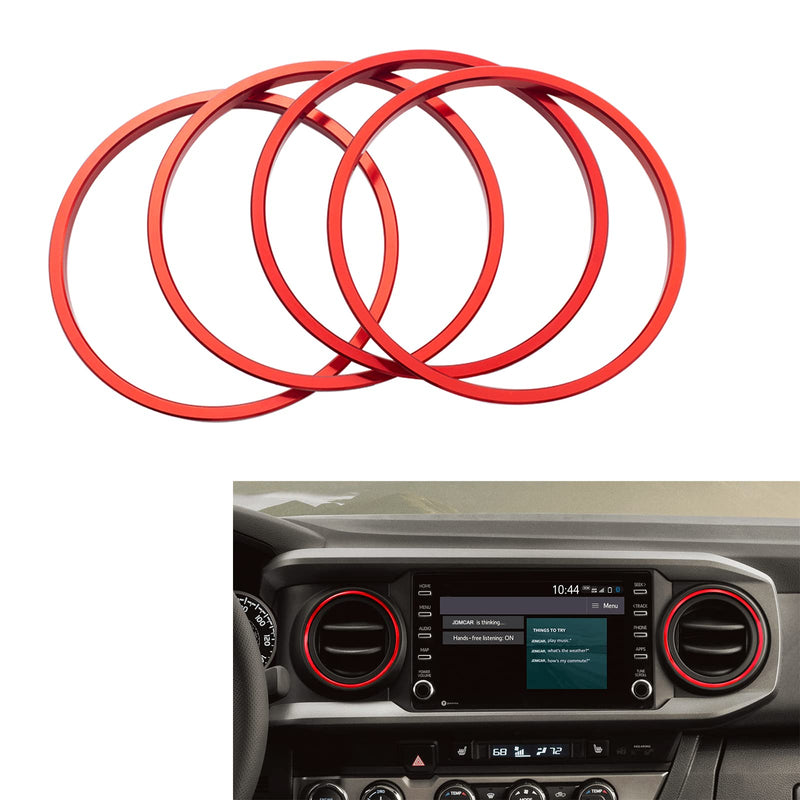 JDMCAR Compatible with Toyota Tacoma Accessories 2016-2022 2023 Premium Aluminum Alloy A/C Vent Ring Outer Trim Decoration Covers fit 2016-2023 Tacoma A/C Outlet Vent -(4 pcs Set, Red) ac outer rings