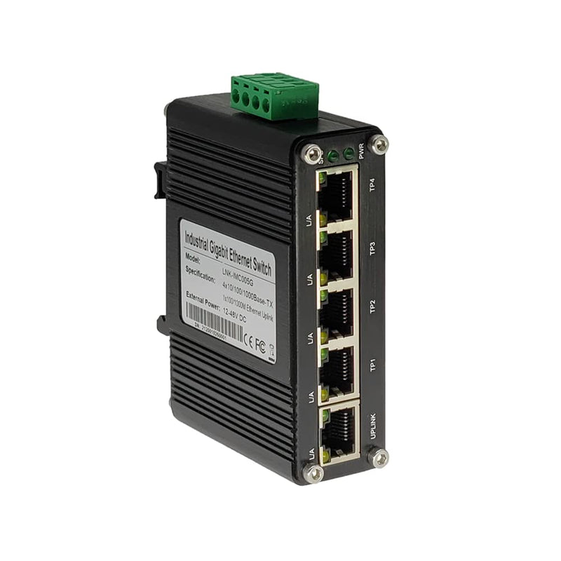 Mini Industrial 5-Port Gigabit Ethernet Switch - Hardened, 10/100/1000Mbps, Din Rail & Wall Mountable (-40 to 167 F), 10Gbps Switching Capacity Cent-S-005