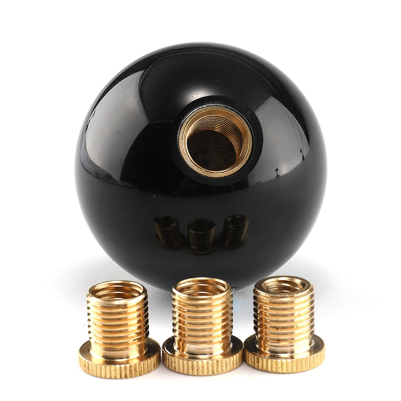Round Ball Shift Knob Universal Gear Shift Knob 5 6 Speed for Manual Automatic Vehicles with Adapters (Pure Black) Pure-black
