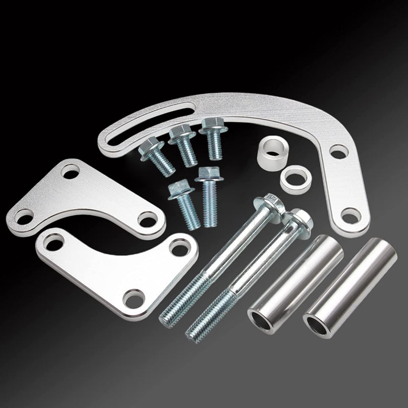 for SBC Power Steering Pump Bracket Adjustable Compatible with Chevy 350 Small Block LWP Long Water Pump