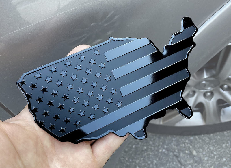 MULL USA Black Flag Map Auto Fender Emblem for Cars Trucks Laptop Wall (Black, 7"x4") 7"x4"