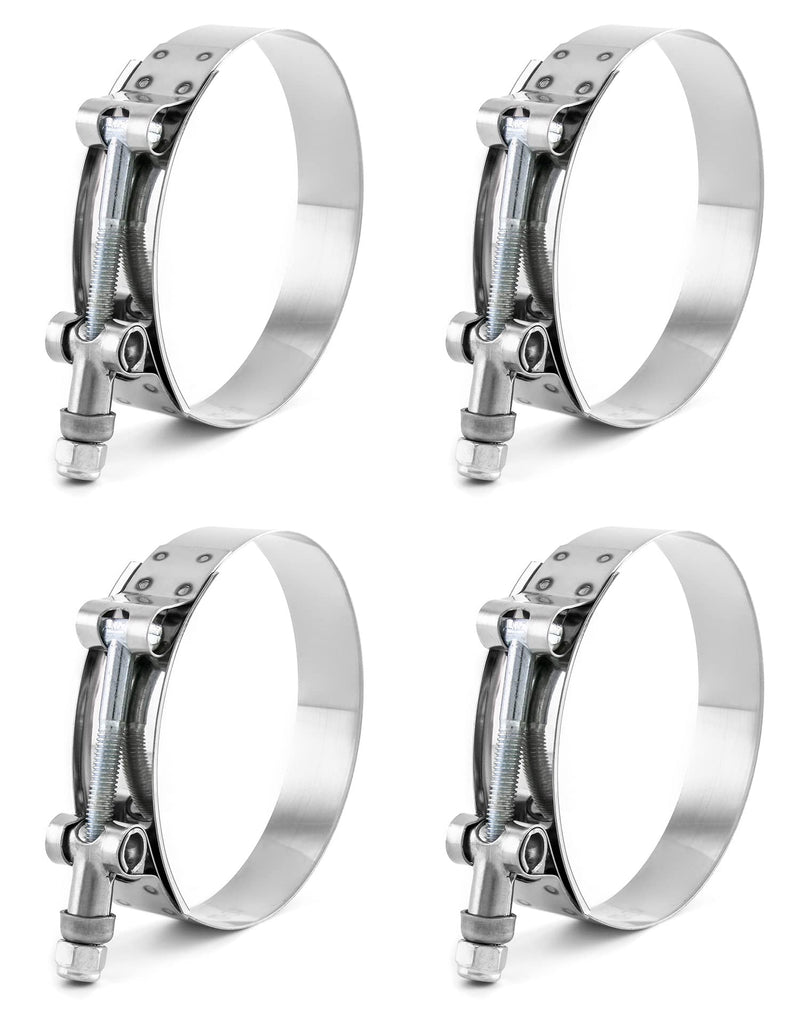 QWORK 3" T-Bolt Hose Clamp Stainless Steel, Working Range 83mm-91mm for 3" Hose ID, Turbo Intake Intercooler Clamp, 4 Pack 3" Clamp Range 83mm-91mm (3.27"-3.58")