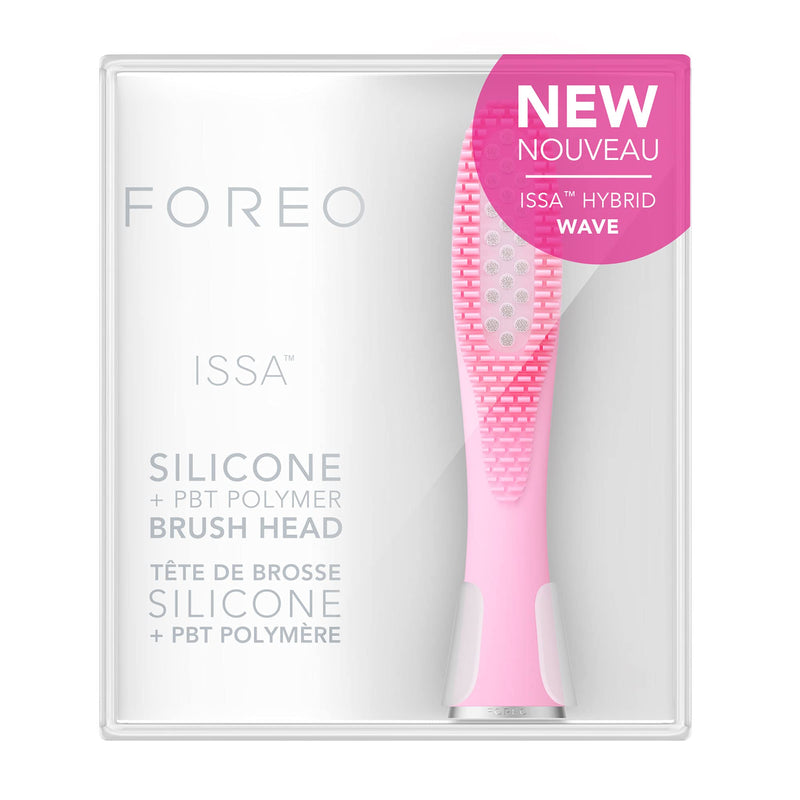 FOREO ISSA Hybrid Wave Brush Head Pink, Medical-Grade Silicone & PBT Polymer Bristles, 6 Months Lasting Pearl Pink 1 Count (Pack of 1)