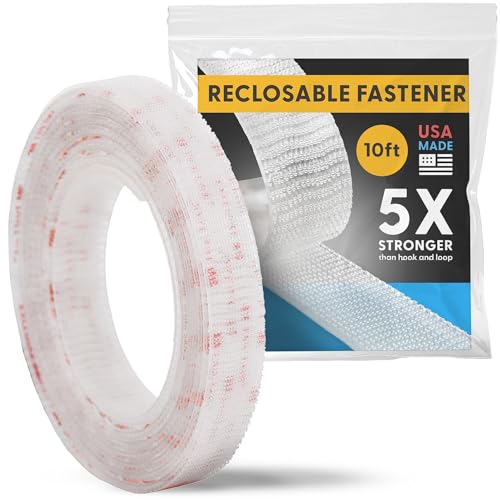Industrial Strength - 10FT Clear Indoor/Outdoor Adhesive Mounting Tape - Self Mating Reclosable Fastener Compatible with 3M SJ3550 / SJ3560 Dual Lock 10 FT