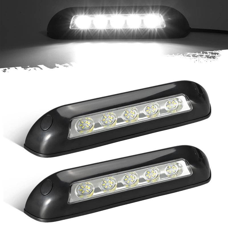 Partsam 2Pcs 8” RV Porch Lights 12V IP67 Waterproof Utility Strip Lights Bar Surface Mount for Motorhome Caravan Camper Boat Marine Black Housing