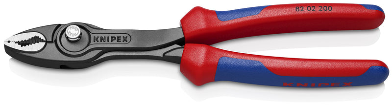 Knipex TwinGrip Adjustable Front Grip Plier Black with Multi-Component Sleeves 200mm 82 02 200 Flat