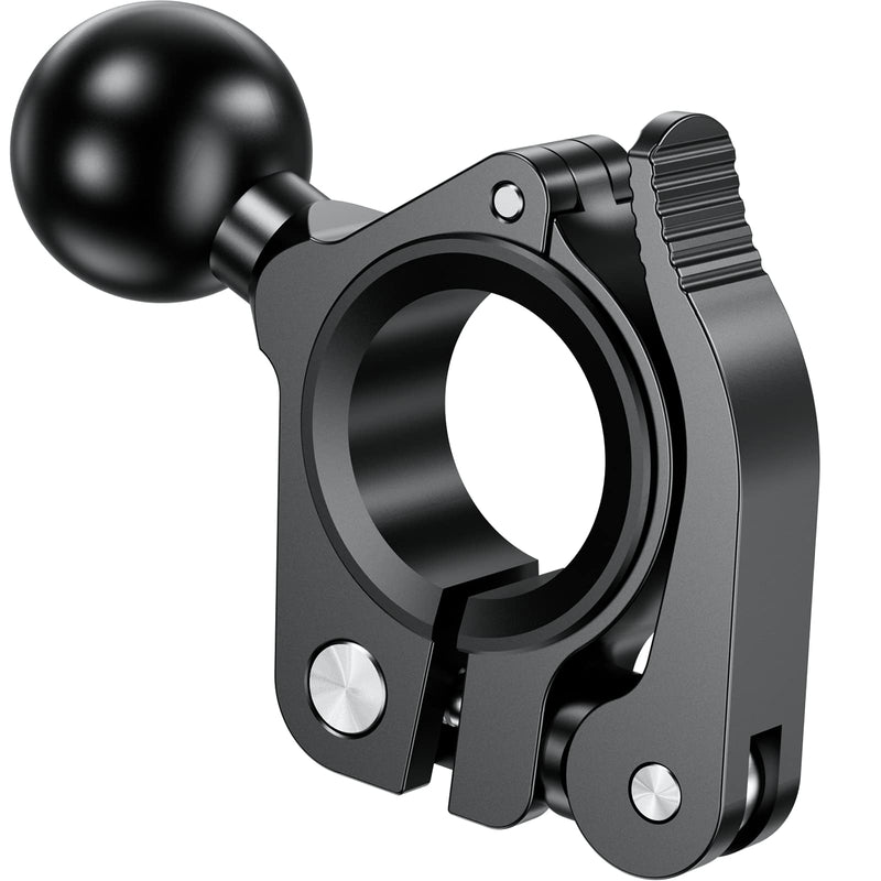BRCOVAN Aluminum Alloy Handlebar Clamp Mount Base with 1'' TPU Ball for Rail Diameter 0.5'' 0.87'' 1'' 1.125'' 1.26'', Fit for RAM Mounts B Size 1 Inch Ball Double Socket Arm, Tool-Less Installation R18-Set of 1