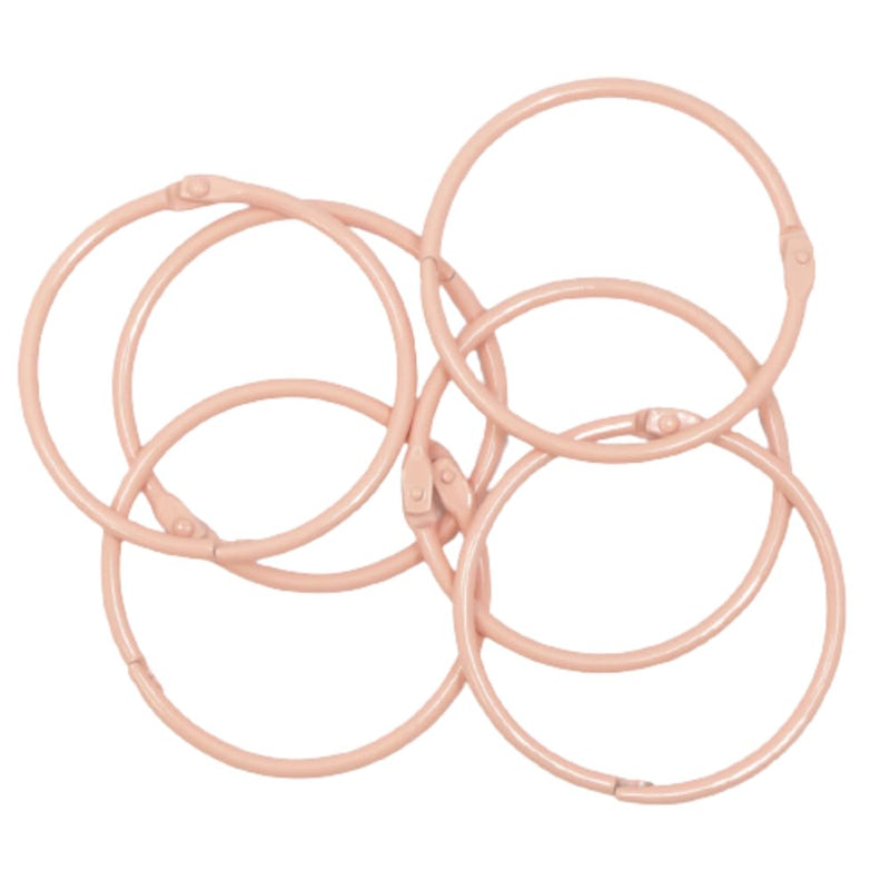 Craftelier - Set of 6 Metal Binding Rings for Scrapbooking, Card Making and Other Craft Projects | Rings for Photo Albums, Notebooks or Diaries | Size Ø 60 mm - Baby Pink Colour