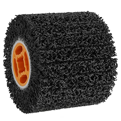 JOIKIT 4.5 x 4 Inch 40 Grit Abrasive Drawing Wheel, 3/4 Inch Wire Polishing Burnishing Wheel Roller Abrasive Drum Paint Rust Remover Conditioning Tool for Wood Metal Paint Surface Hand held Polishing