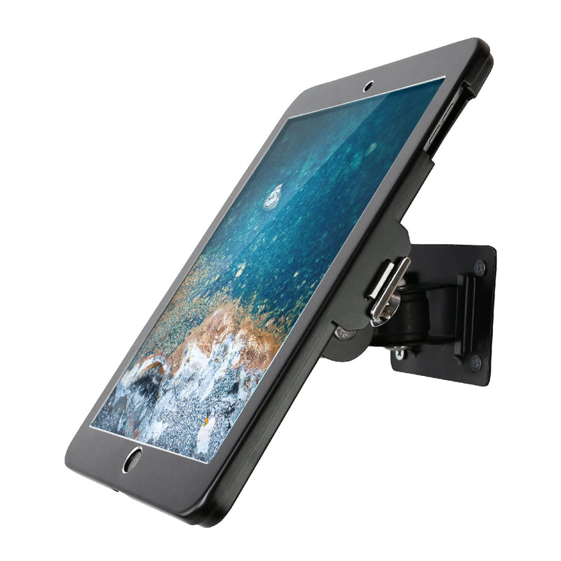On Wall Mount Bracket for iPad 9.7"(6th,5th,Gen.), 9.7" Air1& 2, 9.7" Pro, Excluding iPad 9.7"(1th,2th,3th,4th,Gen.),Anti Theft Lock, Rotate Design Arbitrary,Multi Angle, Metal,(Black)