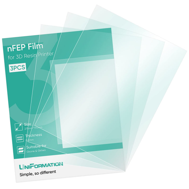 GKtwo nFEP Film Release Films for Uniformation GKWTO 10.3" LCD Resin Printer, 275mm*190mm*0.15mm (3PCS)