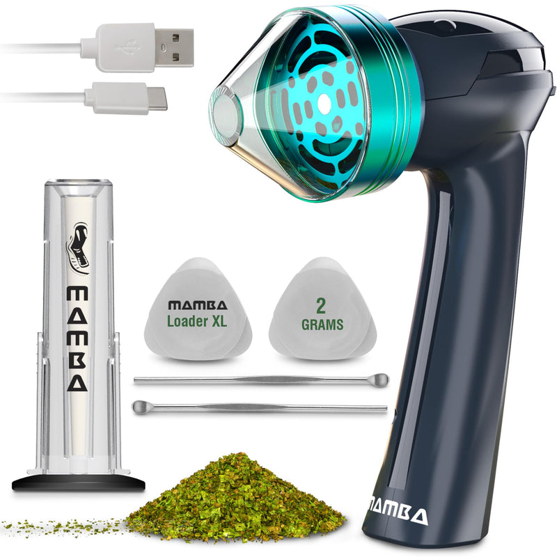 Mamba Loader XL 2g Gray USB Electric Herb Grinder. Small Portable Metal Herbal Machine & Spice Mill for the Kitchen Anchor Gray & Green