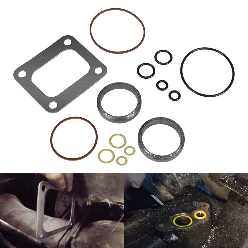 Yellow O-Ring Gaskets Kit & ES 72468 Turbo Mounting Gasket Set for 1994-2003 Ford 7.3L Powerstroke Diesel Turbo Pedestal