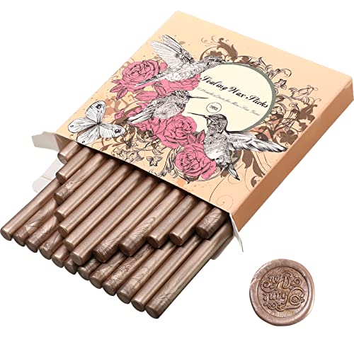 Containlol 24 Pcs Sealing Wax Sticks for Glue Gun 7 mm, Champagne Gold Champagne