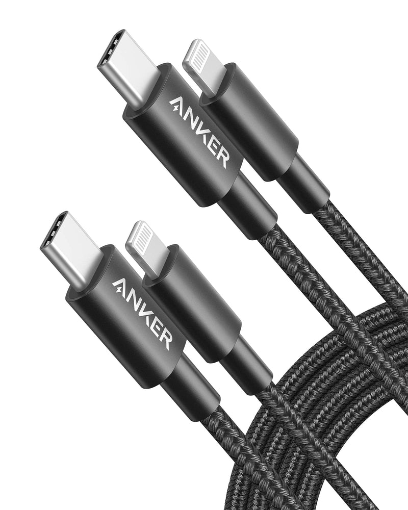 Anker New Nylon USB C to Lightning Cable, Apple MFi Certified for iPhone 14 Series, and More (2, Black, 6FT) 6 feet 2