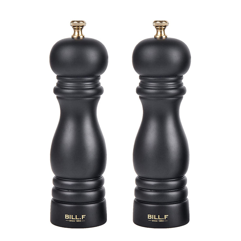 Pepper Grinder,Wood Salt and Pepper Grinder Mills Sets, Wood Manual Salt Grinder Refillable Pepper Mill Sets with Adjustable Ceramic Grinding Rotor - 7 Inch-Set of 2