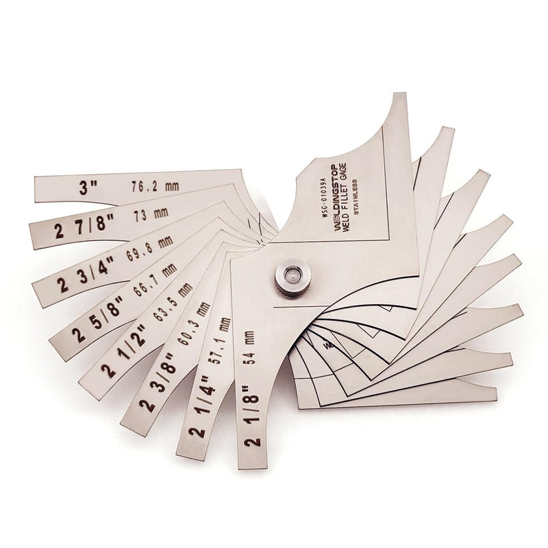 WeldingStop Welding Gauge Weld Fillet Leg Length Gage 2''1/8-3'' Inch Laser Carving Stainless Steel 8 pcs 2''1/8-3''