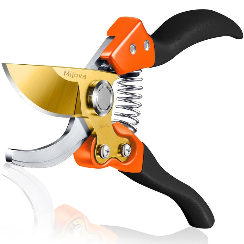 Garden Pruners, Heavy Duty Garden Clippers,Pruning Shears with Adjustable Thumb Lock,Hand Gardening Tools Pruners,Stainless Steel Sharp Gardening Scissors (MJ003)