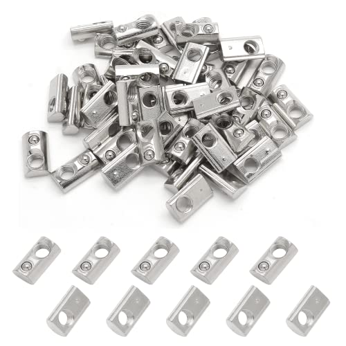 100Pcs M5 Spring T Nut 2020 Extrusion Slot 6mm Nickel Plated 100 Pack 2020 Series M5