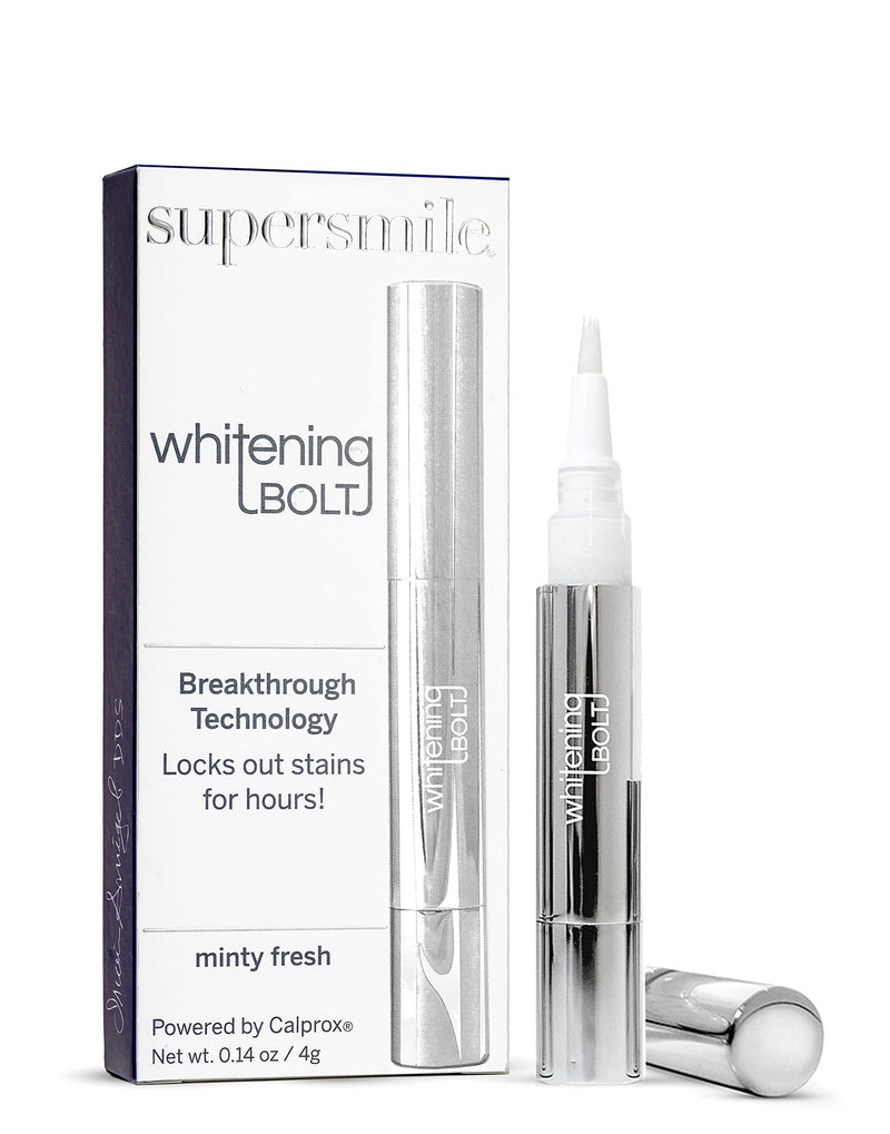Supersmile Whitening Bolt Teeth Whitening Pen, Stain Prevention & Instant Brightness, Teeth Whitening Pen with Calprox® and EDTA, Blocks Stains up to 6 Hours, Fresh Mint, Enamel Safe