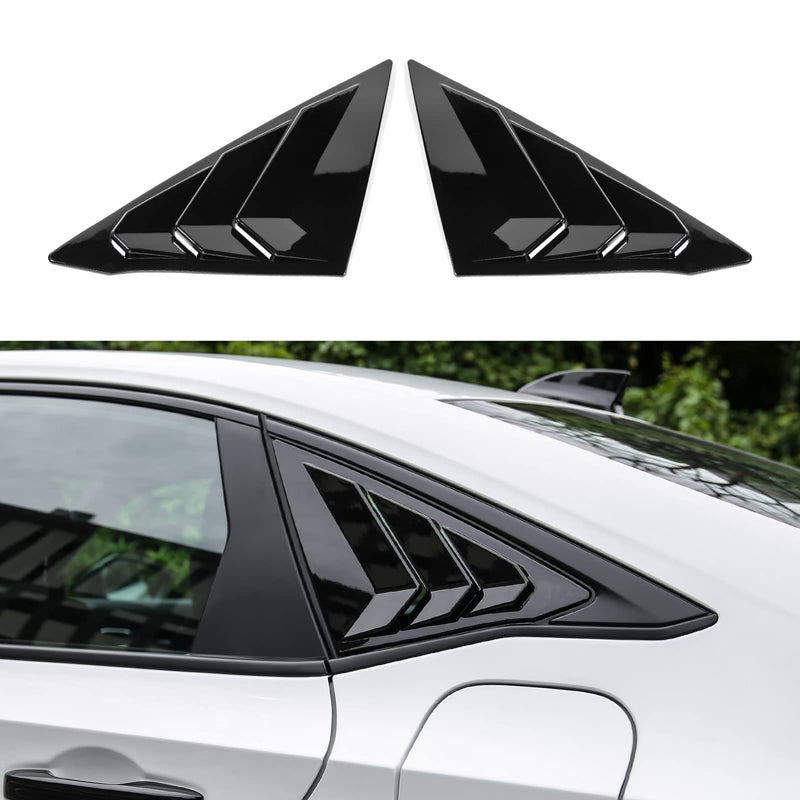 Thenice for 11th Gen Civic Rear Side Window Louvers Racing Style Triangular Window Glass Blinds for Honda Civic Sedan 2022 2023 2024 2025 2026 -Piano Black for Sedan Glossy Black