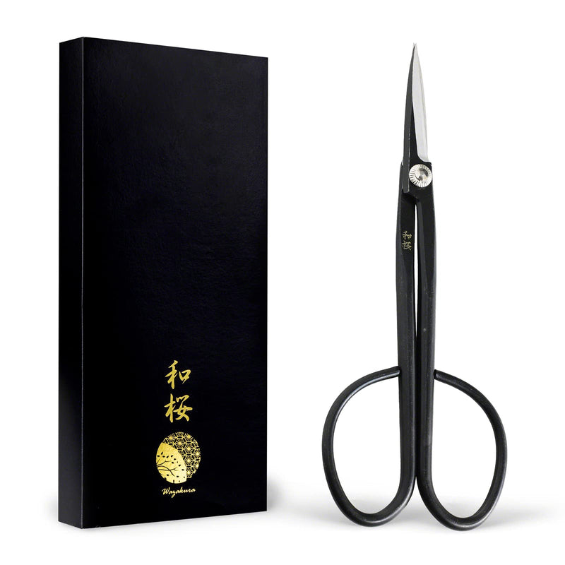 Wazakura Yasugi Steel Series Twig Bonsai Scissors Made in Japan 8-1/4inch (210 mm), Japanese Garden Snip Tools, Flower and Herb Trimming Shears - Yasugi Steel Twig Scissors