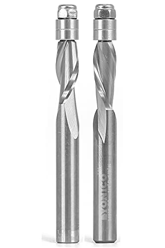 YONICO Solid Carbide Flush Trim Router Bit Spiral 2 Bit 1/4-Inch X 5/8-Inch Set 1/4-Inch Shank 14222q 2 Bit - Up & Down Cut - 5/8" CL - 1/4" Shank